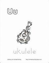 Coloring Pages Alphabet Ukulele Book Printable Letters Letter sketch template