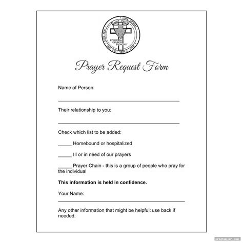 printable prayer request sheet