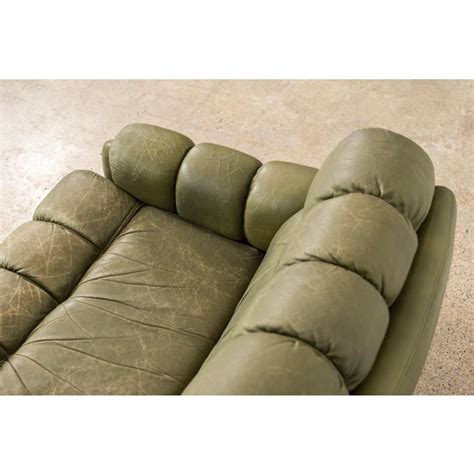 Vintage Mid Century Green Leather Three Seat Sofa Chairish