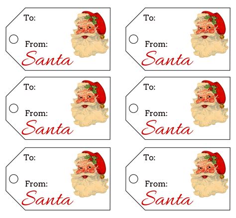 printable christmas tags  santa     printablee