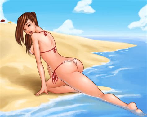 Beach Pin Up By DrGraevling Hentai Foundry