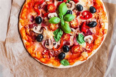 Hot Pizza Slice With Basil Leaf Cheese Mozzarella And Tomato Stock