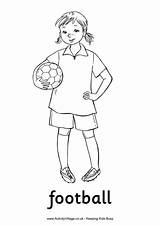 Colouring Football Girl Pages Soccer Girls Coloring Kids Printables Game Sports Activityvillage Kit Player Boy Own Outside Brazil Village Activity sketch template