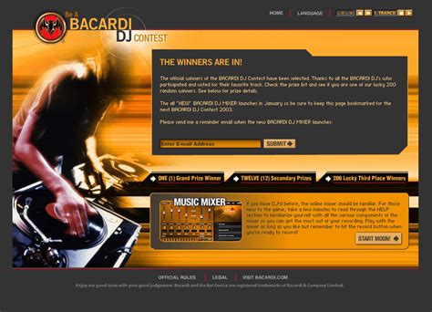 bacardi dj contest   web design museum