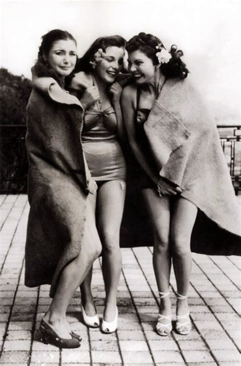 cold girls in bathing suits ca 1940s ~ vintage everyday