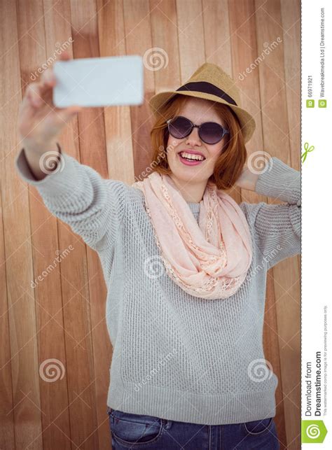 Red Haired Hipster Taking Selfie Stock Image Image Of