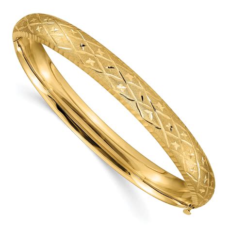 kt yellow gold mm hinged bangle bracelet cuff expandable