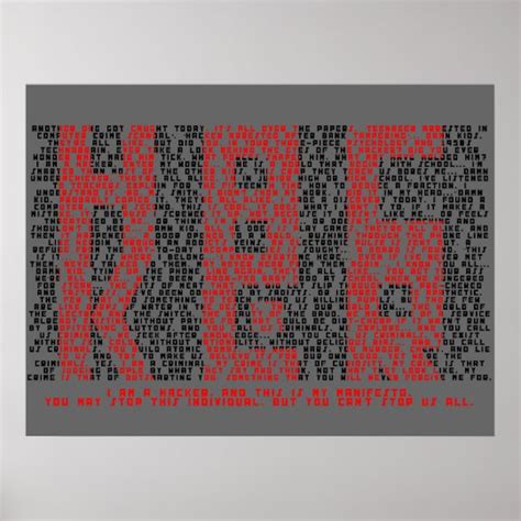 hacker manifesto typography art poster zazzlecom