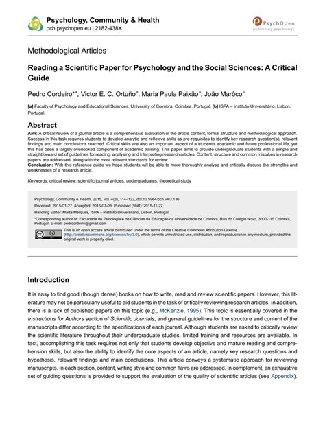 reflection essay critical review  psychology journal article