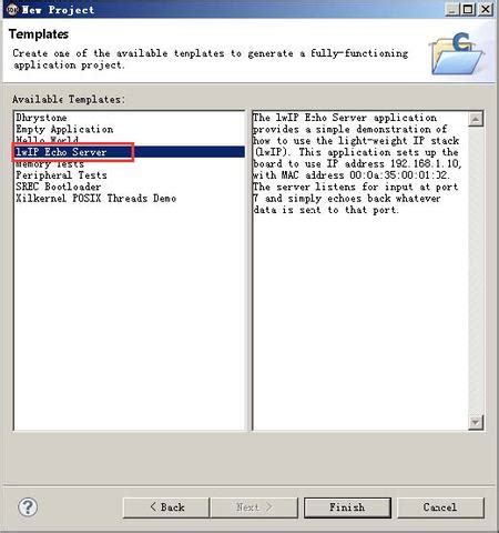 find lwip echo server template  sdk