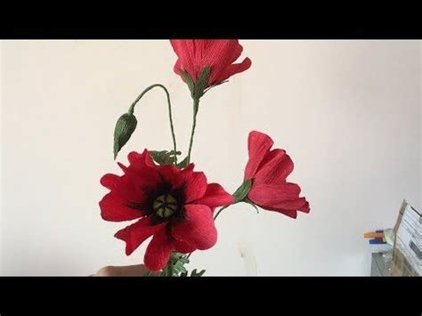 poppy paper flower  crepe paper craft ideas youtube