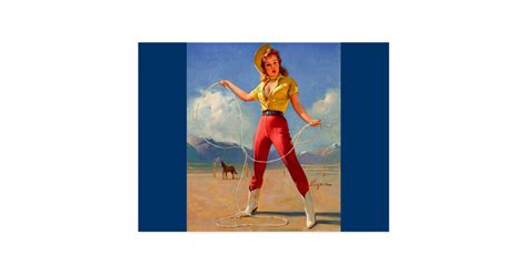 vintage gil elvgren ranch western pin up girl postcard zazzle