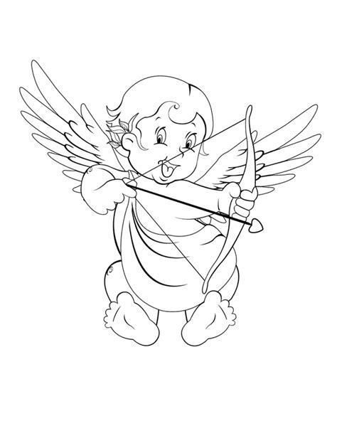 cupid with bow and arrow free printable coloring pages