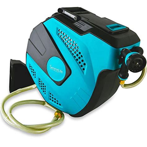 Serenelife Slwhr50 Retractable Garden Hose W Reel Box