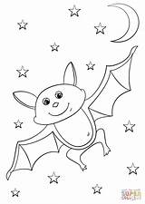 Bat Coloring Pages Cartoon Halloween Bats Printable Print Crafts sketch template