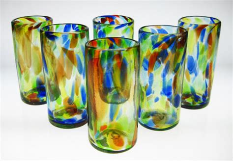 Mexican Drinking Glasses Confetti Swirl 22oz Set Of 4