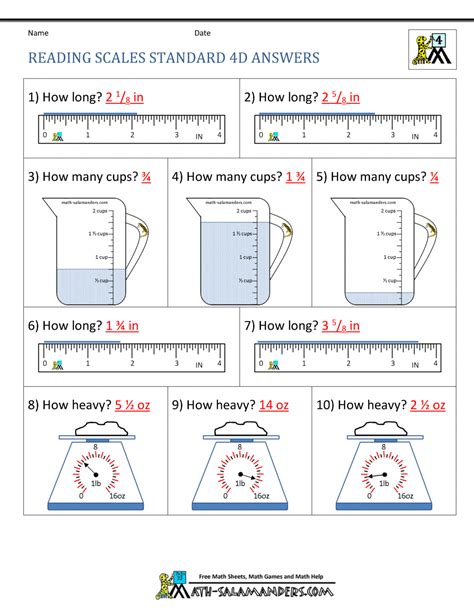 grade  measurement worksheets  printable  learning grade