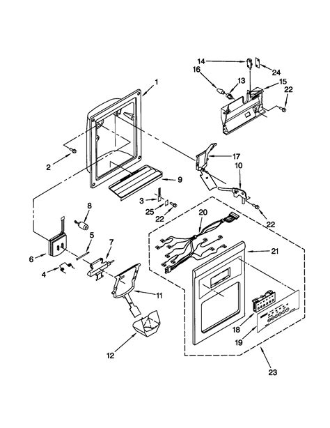 dispenser front diagram parts list  model  kenmore parts refrigerator parts