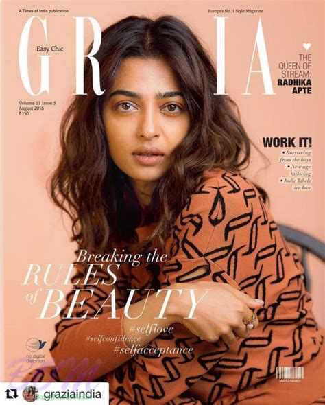 radhika apte cover page girl  grazia magazine august  issue