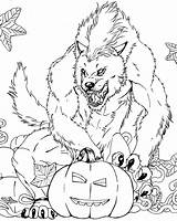 Coloring Pages Werewolf Halloween Scary Holiday Kids sketch template