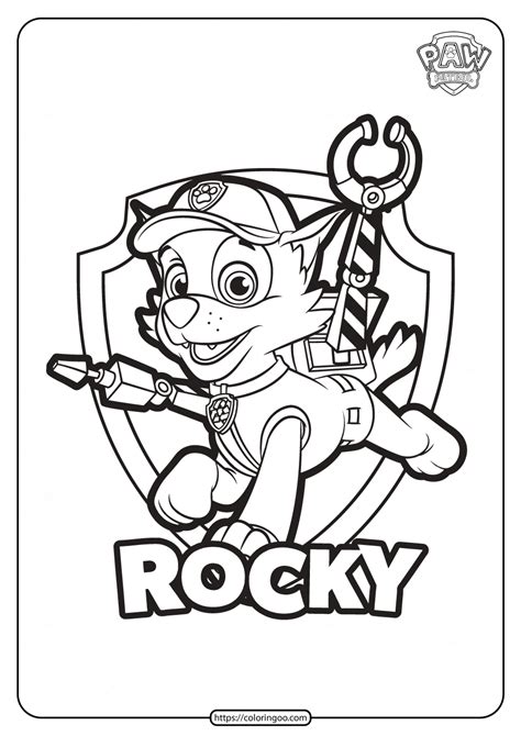 printable paw patrol rocky coloring pages