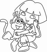 Dora Coloring Monkey Hug Hugging Pages Explorer Kids Cartoon Coloringpages101 Categories sketch template