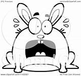 Scared Rabbit Cartoon Clipart Chubby Coloring Outlined Vector Cory Thoman sketch template