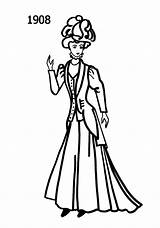 Fashion 1910 Silhouettes 1908 1900 Drawing Drawings Era Edwardian Line Style Trends Suit Costume sketch template