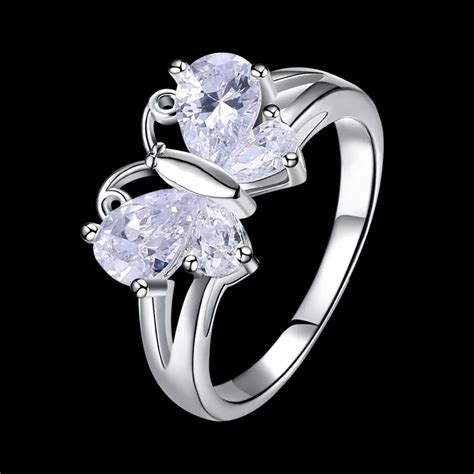 sterling silver silver  silver butterfly bowknotted ring women