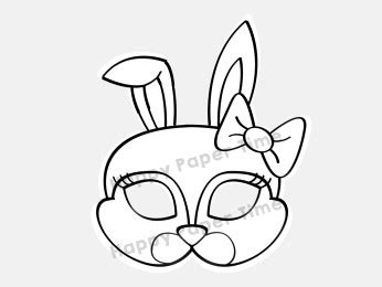 rabbit bunny mask paper coloring craft printable  happy paper time
