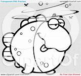 Drunk Fish Clipart Cartoon Outlined Coloring Vector Cory Thoman sketch template