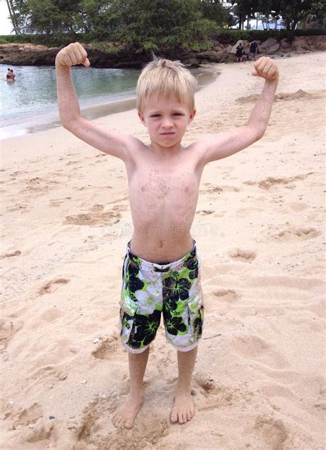 strong  boy  beach stock photo image  young