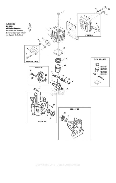 shindaiwa  parts diagram  crankcase cylinder muffler