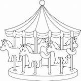 Carousel Line Clipart Carnival Park Clip Coloring Cliparts Amusement Horses Drawing Easy Pages Color Sweetclipart Transparent Parks Carousels Sweet Cute sketch template