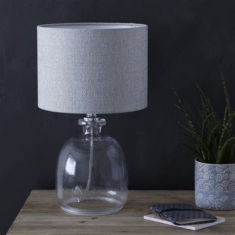 wont      truths  glass bedside table lamps grey textured hue