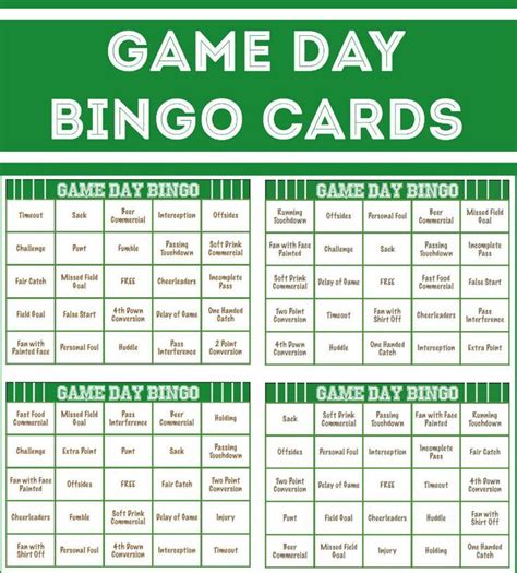 printable football bingo cards play party plan superbowl party