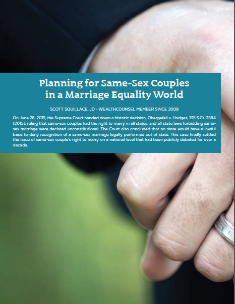 Planning For Same Sex Couples In A Marriage Equality World