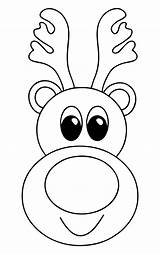 Reindeer Rudolph Faces Mask Printablee sketch template