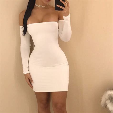Club Bodycon Mini Dress With Off The Shoulder Design