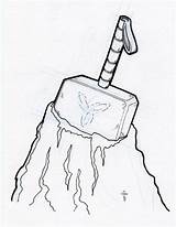 Mjolnir Hammer Thor Thors Martelo Zeichnung Karma sketch template