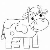 Cow Printable Outline Coloring Cartoon Kids Farm Animals Book Stock Royalty Illustrations sketch template