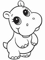 Hippo Drawing Coloring Simple Cute Pages Baby Drawings Step Kids Easy Animal Animals Fiona Hippopotamus Cartoon Printable Books Getdrawings Hippos sketch template