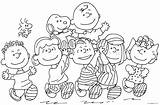 Charlie Peanuts Woodstock Gang Franklin sketch template