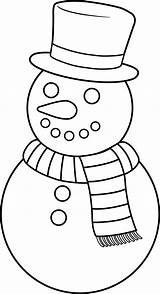 Snowman Christmas Clip Colorable Outline Line Lineart Color Cute Kids Simple Sweetclipart sketch template