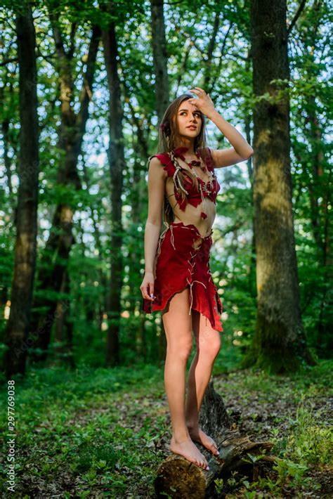 the woman went hunting cougar female wild woman in forest ethnic