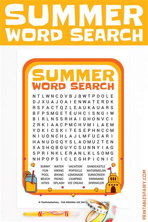 summer word search printable worksheet   summer themed