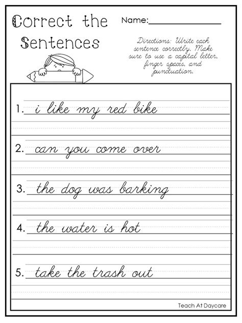 cursive practice sheets sentences  printable worksheet