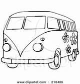 Hippie Van Outline Coloring Bus Floral Clipart Illustration Piter Rosie Royalty Rf Printable Sheets Pages Clip Poster Posters Orange Print sketch template