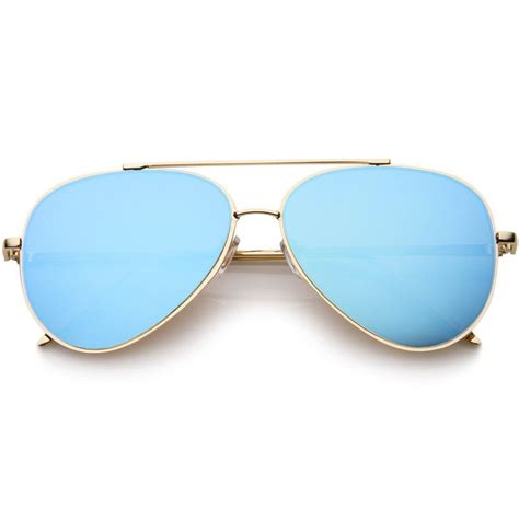 hottie flat frame mirror aviator sunglasses blue vintage sunglasses