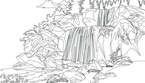 waterfall printable coloring page  printable coloring pages